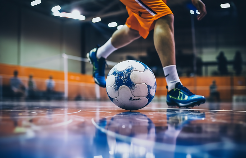 Chuteira de futsal para pé largo